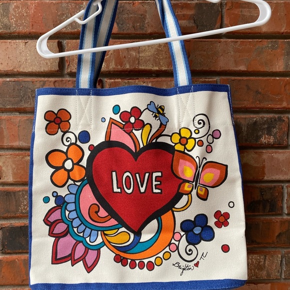 NWT Brighton Power Of Love Large Canvas Tote Bag - Picture 2 of 7